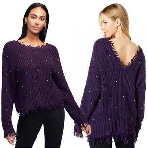 Wildfox String Of Pearls Palmetto Sweater Womens Sweaters Purple Size Sz Md $128